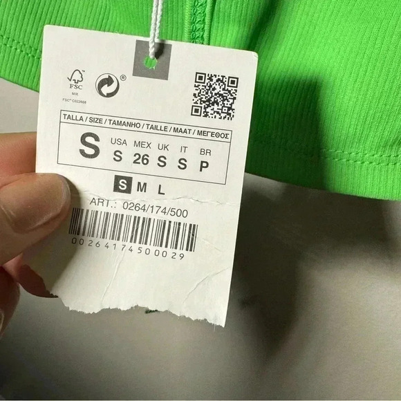 NWT ZARA green cropped top S - Picture 7 of 7